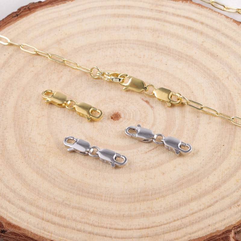 925 Sterling Silver Double Lobster Clasp Extender Double Square Connector