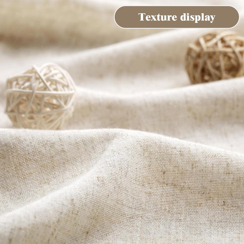 XOGUIBO Farmhouse Shower Curtain Linen Beige Button Woven Fabric Country