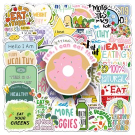 Have A Healthy Diet Stickers for Water Bottle,50 PCS Cute Style Scrawl Stickers Pack for Bicycle Suitcase Laptop Phone Luggage Guitar,Waterproof Vinyl Stickers for Teens Girls Children Party Favors
