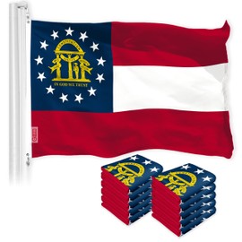 G128 10 Pack: Georgia State Flag | 3x5 Ft | LiteWeave Pro Series Printed 150D Polyester | Indoor/Outdoor, Vibrant Colors, Brass Grommets, Thicker and More Durable Than 100D 75D Polyester