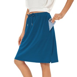 Zando Skort for Women's Athletic Summer Knee Length Skirt with Pockets, Navy Blue, 3X-Large