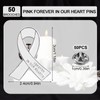 WANDIC 50 Pcs White Ribbon Metal Pins, Memorial Ribbon Alloy