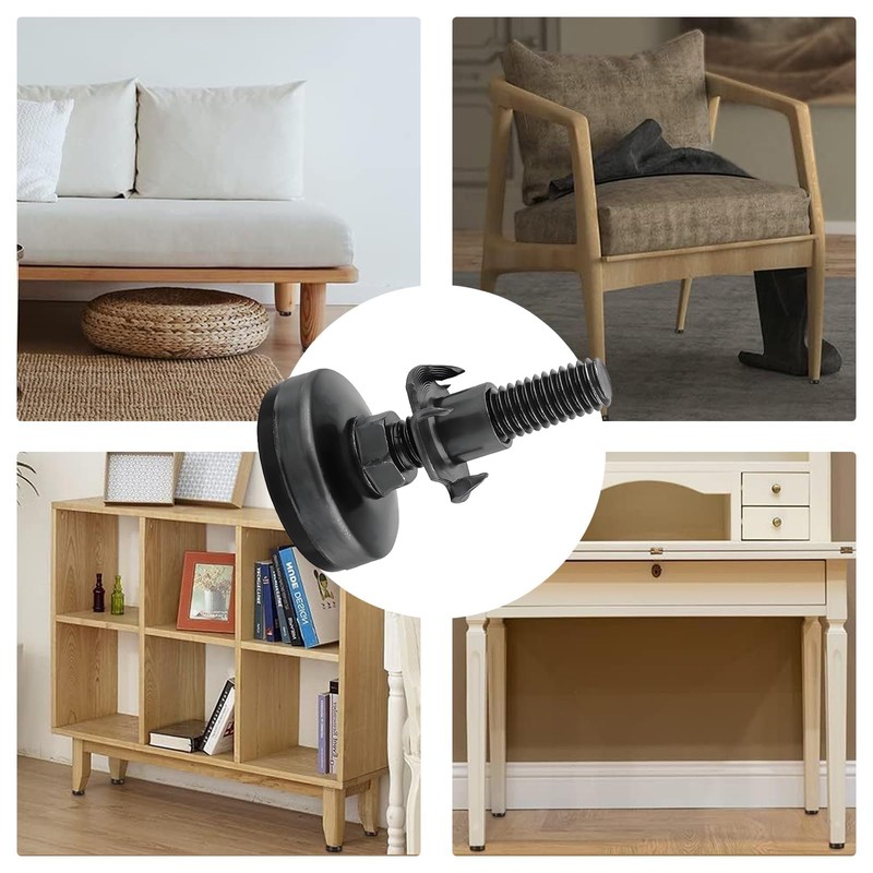 GIONAR 4 Pcs Adjustable Furniture Feet, T- Nut Kit 3/8”-16