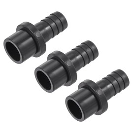 sourcing map PVC Pipe Fitting 14mm Barbed x 20mm OD Spigot Straight Tube Adapter Hose Quick Connector, Black Pack of 3