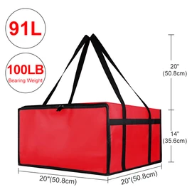 CIVJET Insulated Pizza Delivery Bag for Carry Hot, 20" x 20" x 14" Pizza Carrier Warmer, Insulated Food Delivery Bag, Insulated Grocery Bags for Catering（Red, 1-Pack）, Red, 20" x 20" x 14"