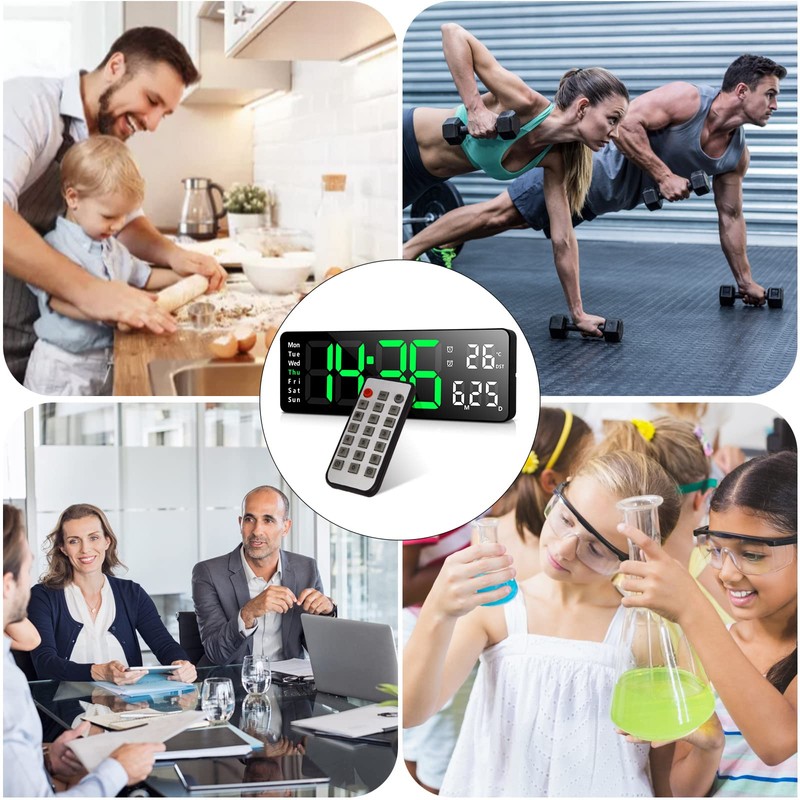 Koolertron 13 Inch Large Screen Digital Clock, Wall Mounted, Tabletop,