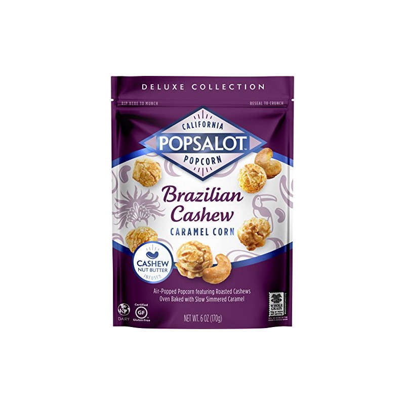 Popsalot Gourmet Popcorn Deluxe Collection, Brazilian Cashew Caramel Corn, 6.0