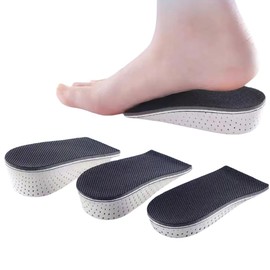 Myrsun Secret Insoles Half Anti-Slip 4 Types [2/3/4/5 cm] Height Increasing Inheel Heel Insole Choose Memory Foam For Ages/Girls (Black x 1 Pair, 4 cm)