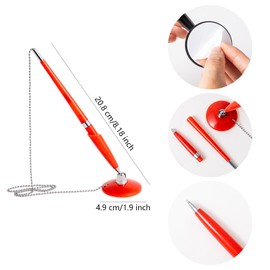 HAICN 4Pcs Pen with Chain Reception Pen Desk Set with Stand Premium Quality Standard Reception Pen Office Registration Gel Black Ink Pens for Home Office Bank Hotel