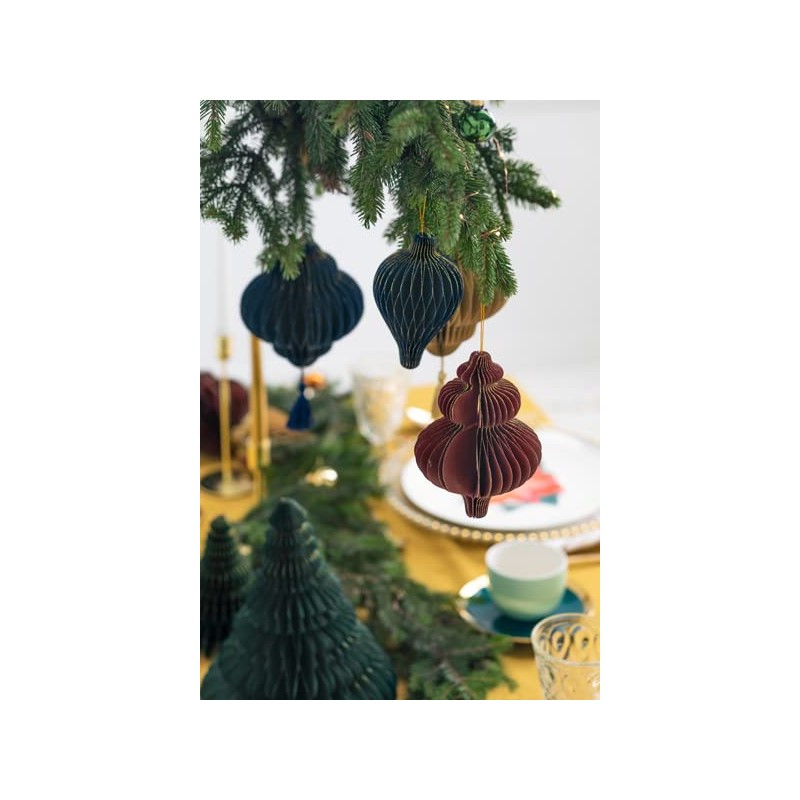 PartyDeco Christmas Tree Bauble Paper Honeycomb Icicle Burgundy Decorations for