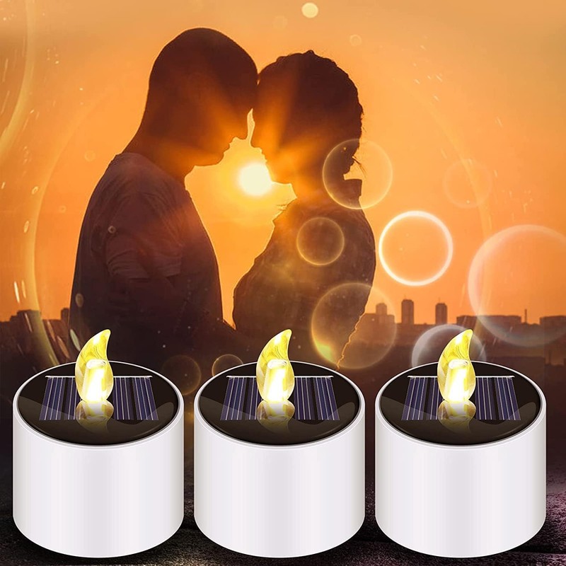 Vabrloy 6PCS Waterproof Solar Power Tealights Outdoor,Flameless Flickering LED Tealight