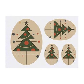 4 x 'Modern Christmas Tree' Temporary Tattoos - Water Resistant, Skin-Safe, Non-Toxic Transfers, Mixed Sizes (TO00080696)