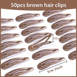 Teenitor 50Pcs Hair Barrettes For Women Brown Snap Hair Clips,2 Inch Hair Barrettes Hair Clips For Women, Brown