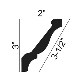 Outwater 10 Pack 48 Inch Crown Moulding (40 Feet in Total), 3-1/2" Face x 3" High x 2" Projection – Primed White High Density Polystyrene Decorative Trim for Walls & Ceilings
