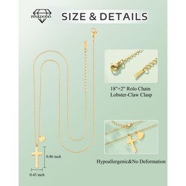 PINKDODO First Communion Baptism Gifts for Girl Christening Catholic Religious Christian Confirmation Easter Gifts for Teen Teenage Kids Girls Cross Necklace