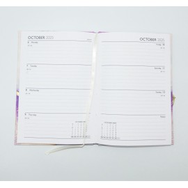 Sixstore Week to View 2025 A5 Diary Marble Colour A5 2025 WTV Year Planner Desk Hardback Casebound with Elastic Strap, Ribbon Marker