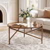 Round Coffee Table, 31.5" Glass Top Center Table Metal Frame,