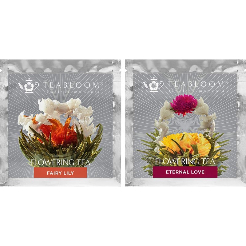 Té floreciente de jazmín, lirio de hadas y flores de