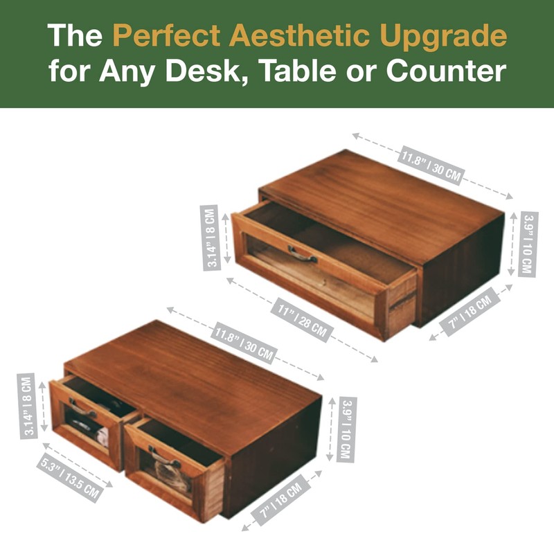 2-pc Stackable Storage Drawers - See-Through Wooden Storage Cabinets -