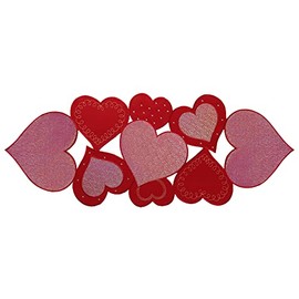 OWENIE Camino de mesa para el día de San Valentín, corazón rojo bordado con lentejuelas, centros de mesa de San Valentín de 36 pulgadas, caminos de mesa y decoración de mesa de boda, 13 x 36 pulgadas, rojo