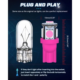 Alopee 30 Pack 194 Led Light Bulb Purple DC 12V 193 Led Bulb 5050 5SMD Replacement for T10 158 168 198 W5W 2825 Car License Plate Door Courtesy Step Lights