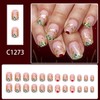 Christmas Press on Nails Short Square Fake Nails with French