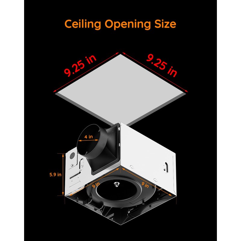 Fitop Bathroom Exhaust Fan with Light, 130 CFM 47W Ceiling