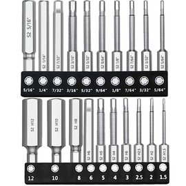 Bestgle Screwdriver Bit Set, Hexagonal Wrench Bit, 0.25 inch (6.35 mm) Hex Shaft, Hex Bit Impact, Set of 20, Hex Bit 2.4 in (60 mm) Hex Wrench, Precision Bit, Magnetic Torx Screwdriver Repair Tool, Hexagon Bit Holder for Screw-Tightening Drills, Impact S