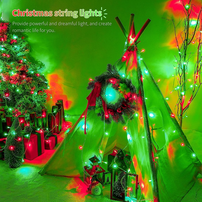 oopswow Red and Green String Lights, 33ft 100 LED Christmas