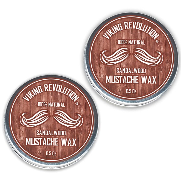 Mustache Wax 2 Pack - Beard & Moustache Wax for Men - Strong Hold Helps Train Tame & Style (Sandalwood, 2 pack)
