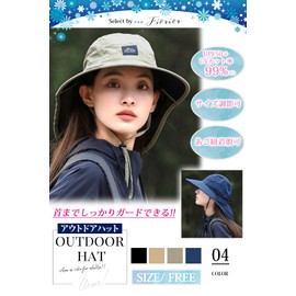 Fiorior Women's Outdoor Hat, Over 99% UV Protection, Mesh Structure, Includes Chin Strap, Sun Protection, Summer, Sun Protection, UPF 50+, navy