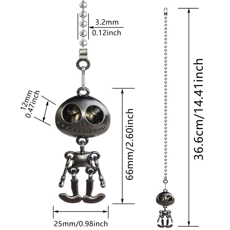 OMYZERO 12Inch Metal Alien Fan Pull Chain Extender with Ball