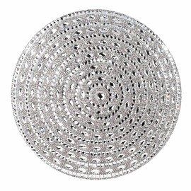 Gatsby Round Pillow, Glass Rhinestones, Round, Soft Velvet Backing, for Dramatic Luxury Home Décor, Silver, 15" x 15", Sold Individually