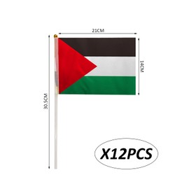 12 Pieces Small Palestinian Flags 5.5 x 8.25 Inch Palestinian Hand Flags with Poles Bright Colors Small Hand Flags Flag for Outdoor Banners and Events