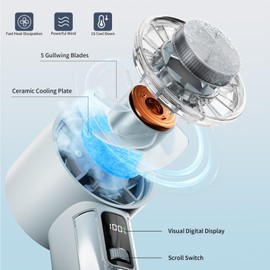 MORECORE Portable High Speed Handheld Fan with Ice Cooler, 21HRS Run Time, 1-100 Speed & 4000mAh Battery Rechargeable, Mini Personal Turbo Fan for Woman Men Travel Camping Outdoor Gift-Blue