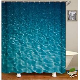 Ocean Decor Shower Curtain,Underwater Blue Ocean Waves Blue Ripple,Seascape Bright Sunshine Through Deep Blue Sea View Polyester Cloth Print Bathroom Curtains Include Hooks Set 72〃w by 72〃L(S1174)