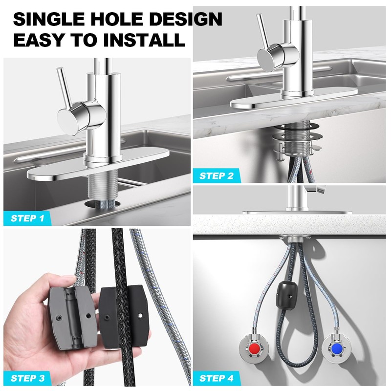 AVSIILE Waterfall Kitchen Faucets with Pull Down Sprayer & Soap