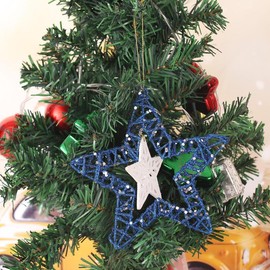 3PCS Metal Christmas Hanging Ornaments Set 2024 Merry Christmas Tree Ornaments Decorations Xmas Tree Glitter Hanging Ornaments Gifts Birthdays Winter Parties Home Holiday Decor (Star,3)