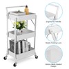 johgee Foldable 3 Tier Metal Utility Rolling Cart, Folding Mobile