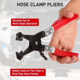 Aleric Hose Clamp Pliers, Automotive Hose Clamps Pliers Repair Tool with Swivel Flat Band for Removal and Installation of Ring or Flat Type Hose Clamps, Spring Clamp Pliers Hose Clamp Removal Tool