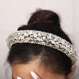 JWICOS Crystal Headband Rhinestone Headband Crystal Hairband Fashion Hair Hoop padded headbands Accessories for Women and Girls (Silver)
