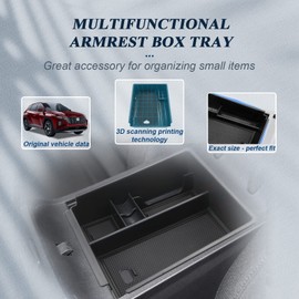 BIBIBO Centre Console Storage Box - Compatible with Hyundai Tucson NX4 2021-2024 (Automatic Transmission), Organiser with Non-Slip Mat (Black)