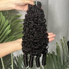 Burmese Curly Bundles Human Hair 18 Inches 100% Unprocessed Quick Weave 3c4a Water Wave bundles with Spiral Curly End Real Human Hair Extensions Natural Black
