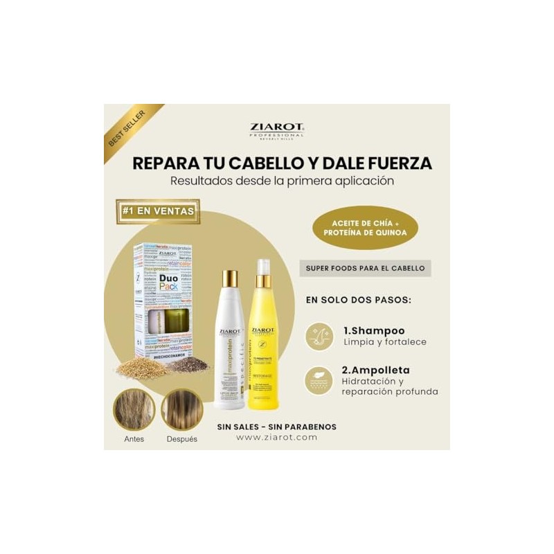 Dúo de Tratamiento Capilar, Shampoo Lipids Back y ampolleta Reconstructor