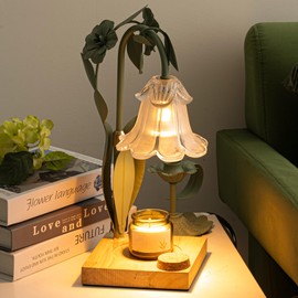 Flower Candle Warmer Lamp with Timer Adjustable Height,Dimmable Wax Melt Warmer,Vintage Home Decor Aesthetic Bedroom Living Room Office,Christmas housewarming Birthday Gift for Women Girl(Green)