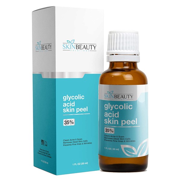 GLYCOLIC Acid 35% Skin Chemical Peel - Unbuffered - Alpha Hydroxy (AHA) For Acne, Oily Skin, Wrinkles, Blackheads, Large Pores,Dull Skin (1oz/30ml)