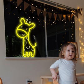 HOUJAUMAI Giraffe Gifts for Kids Giraffe Night Light with Baby Smart Giraffe Lamp Cool Room Decor Giraffe Bedside Lamp Boys Girls Decor or 5V USB Night Light Signs (Yellow)