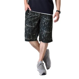 Arge B6R Half Pants, Sweat Absorbent, Quick Drying, Stretch, Cool to Touch, UV Protection, Full Pattern, Shorts, Long: K22 Tie Dye Black a, LL