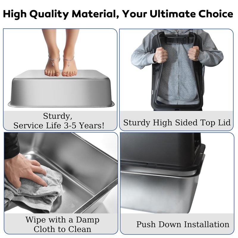 Stainless Steel Litter Box with Lid, XL Large Extra Large