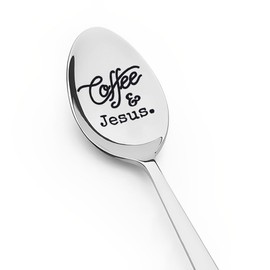 Easter Gifts Coffee and Jesus Spoon Christian Gifts for Women Men Catholic Religious Gifts Coffee Lover Spoons Christmas Birthday Gifts for Godmother Godfather Coffe Gifts for Papa Nana